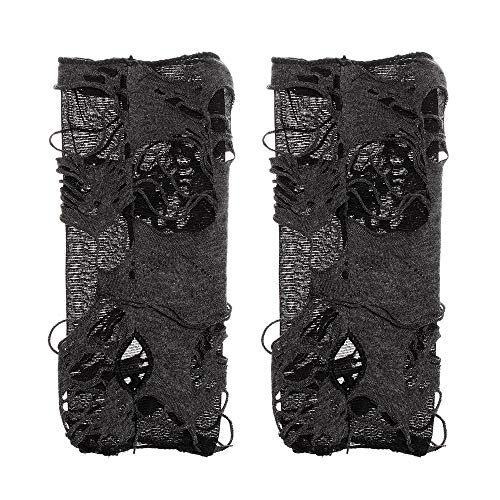 IGOSAIT Guantes de mujeres 1pair gótico negro sin dedos halloween halloween divertido punk rock guantes moda pop pop jazz discoteca mitones clubwear dance cosplay disfraces Dedo de satén estirado de