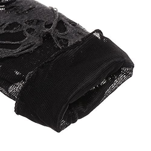 IGOSAIT Guantes de mujeres 1pair gótico negro sin dedos halloween halloween divertido punk rock guantes moda pop pop jazz discoteca mitones clubwear dance cosplay disfraces Dedo de satén estirado de