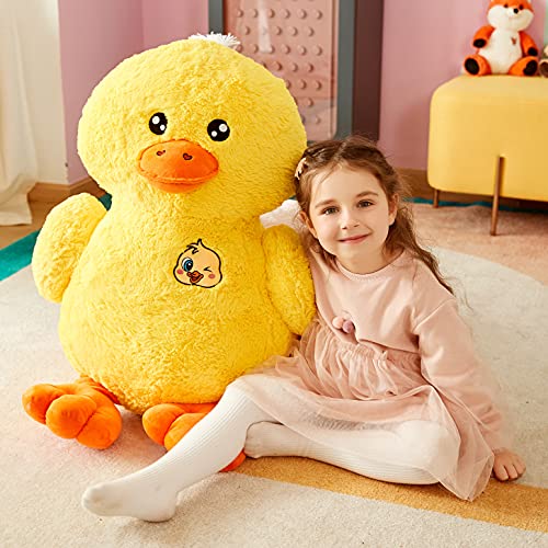 IKASA Animal de Peluche Pato Grande Peluche Gigante Suave - Juguete Suave Peluche Grande Lindo Enorme Jumbo Esponjoso Pato Peluche Gordo de Gran Tamaño - Regalos para Niños (Amarillo, 50cm)