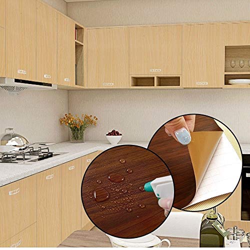 Impermeable CLORURO DE POLIVINILO Papel pintado autoadhesivo de grano de madera de vinilo, Cocina Armario Muebles Renovación Puertas Pegatinas de Pared 5m/ 10m 1pcs ( Color : W2904 , Size : 45cmX5m )