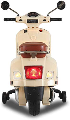 Indalchess Moto Scooter ELÉCTRICA Infantil 12 VOLTIOS, Color Beige