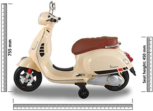 Indalchess Moto Scooter ELÉCTRICA Infantil 12 VOLTIOS, Color Beige