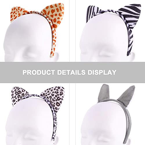 Individualidad 5 unids gato gato diademas leopardo leopardo estampado cebra jirafa lobo oreja pelo aro peluche animal cabello accesorios para el cabello compatible con vacaciones cosplay baile fiesta