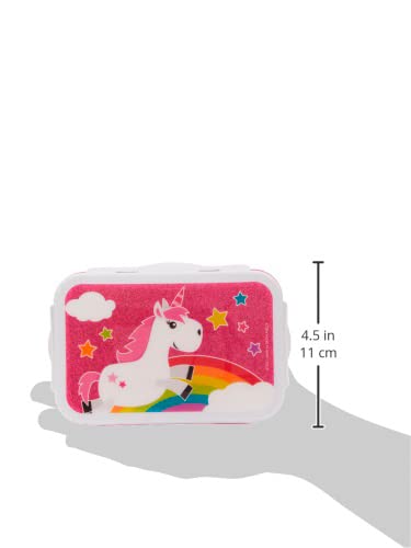 infinite by GEDA LABELS 15898 Unicornio Kids 4 Compartimento Cierre Clip – Fiambrera, plástico, Multicolor, 16,3 x 10,5 x 6,5 cm