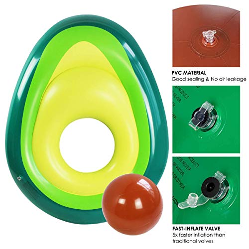 Inflable Aguacate Pool Float Floatie, Bolas flotantes para Piscina Piscina Tumbonas con Bola Diversión Verano Piscina Piscina Float Float Party Toys para Adultos Niños Diversión de Agua