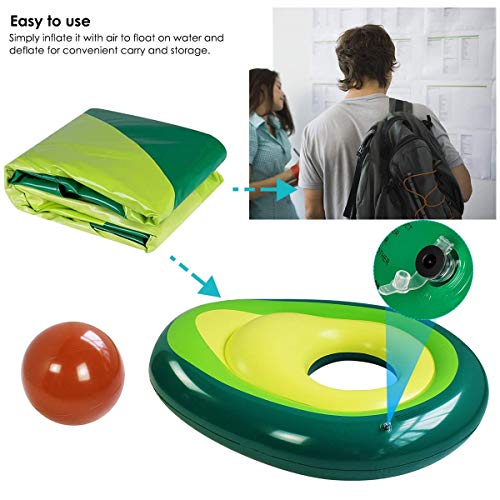 Inflable Aguacate Pool Float Floatie, Bolas flotantes para Piscina Piscina Tumbonas con Bola Diversión Verano Piscina Piscina Float Float Party Toys para Adultos Niños Diversión de Agua