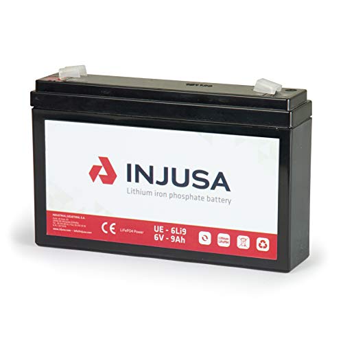 INJUSA - Batería de Litio y Cargador de 6V con Autonomía de 2 h 35 min y Tiempo de Carga de 3 h 45 min Compatible con Productos 6v