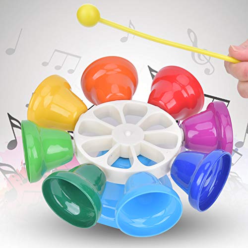 Instrumentos musicales de campana de escritorio para niños, campanas de música diatónicas de 8 notas, campanas de escritorio, instrumentos musicales para niños pequeños, juguete con varilla, regalos m