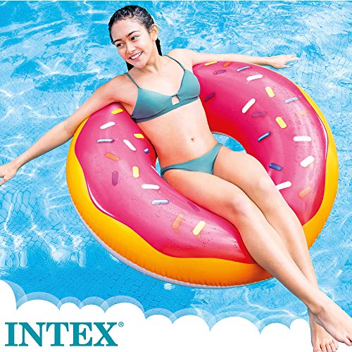 Intex 56256NP - Rueda hinchable INTEX, flotador donut, de fresa, Ø99x25 cm, donut hinchable piscina, hinchable playa, flotador redondo, hinchables INTEX, flotador adulto