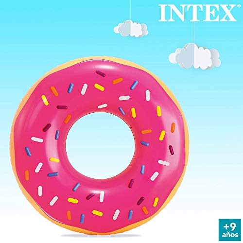 Intex 56256NP - Rueda hinchable INTEX, flotador donut, de fresa, Ø99x25 cm, donut hinchable piscina, hinchable playa, flotador redondo, hinchables INTEX, flotador adulto