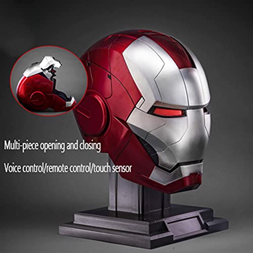 Iron Man Electrónico Casco Máscara, ABS Máscaras Luminosos, 1:1 MK5 Casco Apertura y Cierre Eléctricos Máscara Usable Real Disfraces de Halloween Fiesta, Scoleccionables