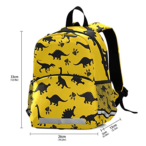 ISAOA - Mochila infantil con riendas para niños, diseño de dinosaurios, color amarillo, mochila para guardería, bolsa de viaje con clip para el pecho