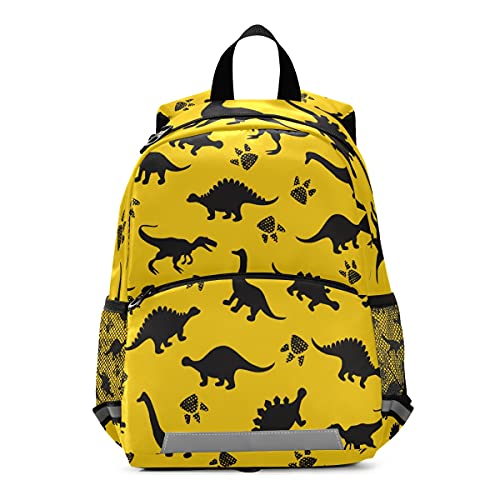 ISAOA - Mochila infantil con riendas para niños, diseño de dinosaurios, color amarillo, mochila para guardería, bolsa de viaje con clip para el pecho