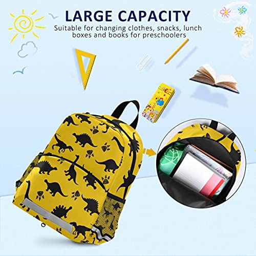 ISAOA - Mochila infantil con riendas para niños, diseño de dinosaurios, color amarillo, mochila para guardería, bolsa de viaje con clip para el pecho