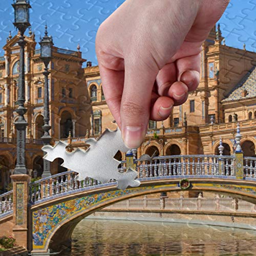 ISAOA Rompecabezas grande de 500 piezas para niños adultos, Puente de paisaje de la Plaza de Espa?A Sevilla España Puzzle