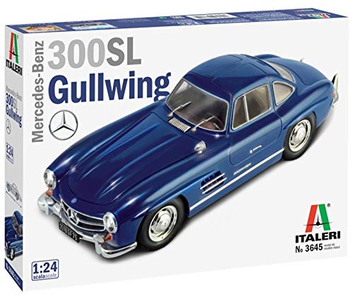 Italeri 3645S-Maqueta de Mercedes Benz 300 SL Gull Wing, Escala 1:24, maqueta, modelismo, Manualidades, Hobby, Pegado, plástico, Color Plateado (3645S)