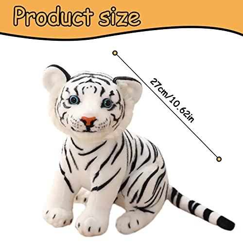 IUTOYYE 27CM Tigre Peluches Tigres Realistas Peluches Animales de la Selva Simulación Peluches Juguetes para Abrazar para Niños Niñas Navidad Año Nuevo (Blanco)