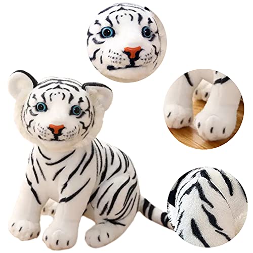 IUTOYYE 27CM Tigre Peluches Tigres Realistas Peluches Animales de la Selva Simulación Peluches Juguetes para Abrazar para Niños Niñas Navidad Año Nuevo (Blanco)