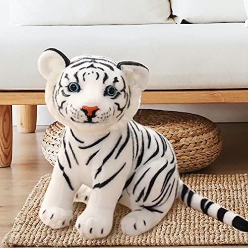 IUTOYYE 27CM Tigre Peluches Tigres Realistas Peluches Animales de la Selva Simulación Peluches Juguetes para Abrazar para Niños Niñas Navidad Año Nuevo (Blanco)