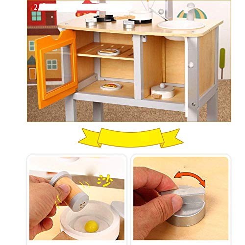 IVQAPP Play Kitchen 54x32x13 Cm Wooden Play House Kitchen Stove Cooking Toys Children Play with Clock Imagination Gift for Kids (Color : Yellow, Size : 54x32x13cm) (Yellow 54x32x13cm)