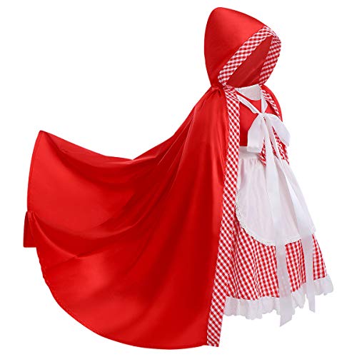 IWEMEK Disfraz de Caperucita Roja Vestido de Princesa tutú con Capa para Niña Bebe Infantil Disfraces de Carnaval Halloween Fiesta Cumpleaños Navidad Trajes Fancy Dress Up Rojo + Blanco 12-18 Meses