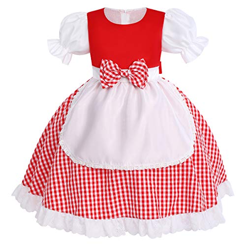 IWEMEK Disfraz de Caperucita Roja Vestido de Princesa tutú con Capa para Niña Bebe Infantil Disfraces de Carnaval Halloween Fiesta Cumpleaños Navidad Trajes Fancy Dress Up Rojo + Blanco 12-18 Meses