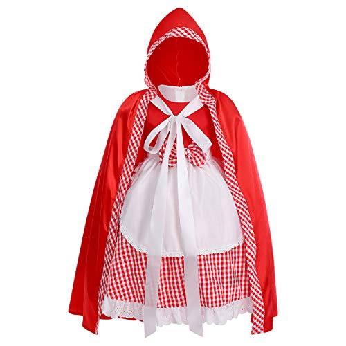 IWEMEK Disfraz de Caperucita Roja Vestido de Princesa tutú con Capa para Niña Bebe Infantil Disfraces de Carnaval Halloween Fiesta Cumpleaños Navidad Trajes Fancy Dress Up Rojo + Blanco 12-18 Meses