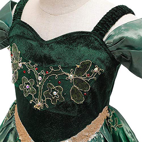 IWEMEK - Disfraz de princesa Anna para niña, 2 disfraces de carnaval, Halloween, Navidad, vestido de fiesta, ceremonia y cumpleaños, cosplay y vestidos de niños #A Vert Set 6-7 Años