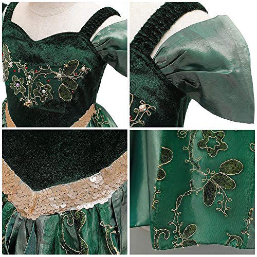 IWEMEK - Disfraz de princesa Anna para niña, 2 disfraces de carnaval, Halloween, Navidad, vestido de fiesta, ceremonia y cumpleaños, cosplay y vestidos de niños #A Vert Set 6-7 Años