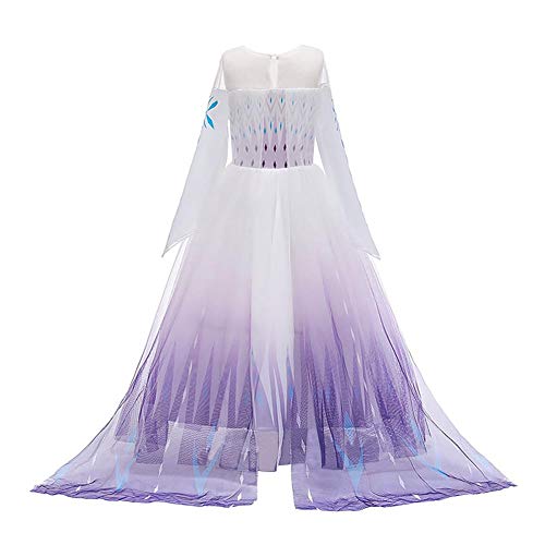 Iwemek - Disfraz de princesa Elsa para niña, 2 disfraces de carnaval, Halloween, Navidad, vestido de fiesta de cumpleaños para niños de 2 a 14 años B-violet 11-12 Años