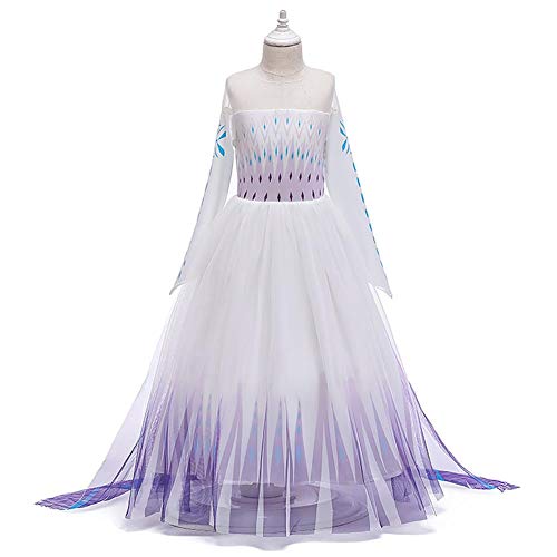 Iwemek - Disfraz de princesa Elsa para niña, 2 disfraces de carnaval, Halloween, Navidad, vestido de fiesta de cumpleaños para niños de 2 a 14 años B-violet 11-12 Años