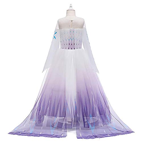 Iwemek - Disfraz de princesa Elsa para niña, 2 disfraces de carnaval, Halloween, Navidad, vestido de fiesta de cumpleaños para niños de 2 a 14 años B-violet 11-12 Años