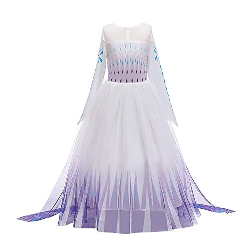 Iwemek - Disfraz de princesa Elsa para niña, 2 disfraces de carnaval, Halloween, Navidad, vestido de fiesta de cumpleaños para niños de 2 a 14 años B-violet 11-12 Años