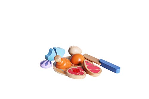 Iwood- Juego de Cortar Alimentos de Madera Comida: Carne, Multicolor (14001) , color/modelo surtido