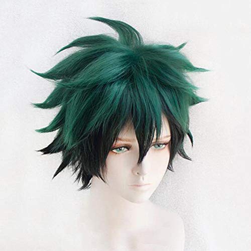 Izuku Midoriya Deku Cosplay peluca para mi héroe Academia Anime corto gradiente Ombre verde sintético fiesta de Halloween Cosplay pelucas de pelo