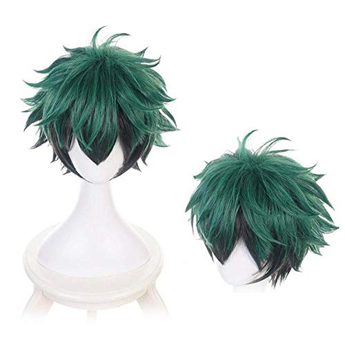 Izuku Midoriya Deku Cosplay peluca para mi héroe Academia Anime corto gradiente Ombre verde sintético fiesta de Halloween Cosplay pelucas de pelo