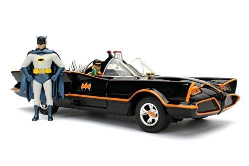 Jada- Batman Vehiculo Clasico Batmovil w/Batman & Robin, Multicolor (98259)