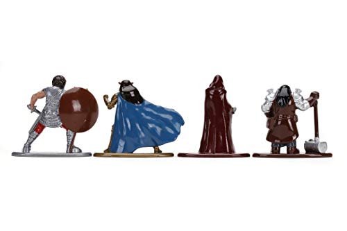 Jada Toys- Dragones y Mazmorras NanoFiguras 4cm, En Metal, Enano Clérigo, Elfo Rogue, Tiefling Paladin, Guerero Humano, Dragón Rojo, Ideal para Coleccionsimo