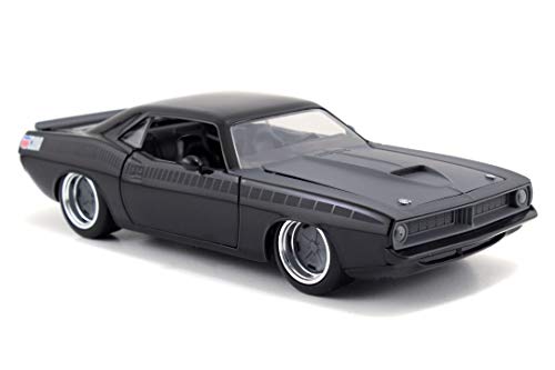 Jada Toys Fast & Furious Letty's 1970 Plymouth Barracuda - Coche Tuning a Escala 1:24, Puertas abatibles, capó y Maletero, Rueda Libre, Color Negro Mate