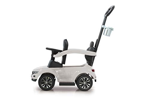 Jamara Volkswagen 460463-Correpasillo VW T-Roc 3en1 Antivuelco, Sonidos, Protección Lateral, Soporte con función de dirección, Portavasos, Apoyapiés Extensible, Color Blanco (460463)