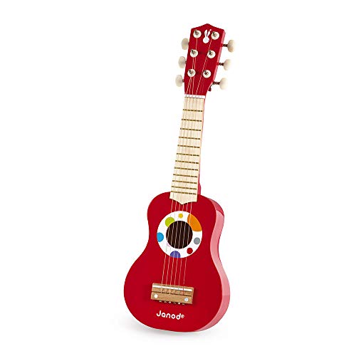 Janod - Confetti - Mi Primera Guitarra en Madera, Instrumento Musical para Niños, Juguete de Imitación y Estimulación Del Talento Musical - Desde Los 3 Años, J07628