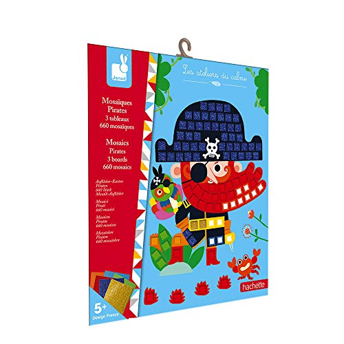 Janod - Estuche Mosaicos de Espuma Piratas - Les Ateliers Du Calme - Kit Infantil de Manualidades Creativas - Desarrolla la Motricidad Fina y la Concentración - A partir de 5 Años, J07897