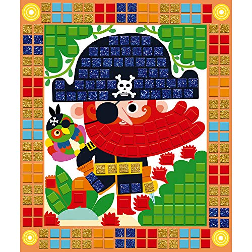 Janod - Estuche Mosaicos de Espuma Piratas - Les Ateliers Du Calme - Kit Infantil de Manualidades Creativas - Desarrolla la Motricidad Fina y la Concentración - A partir de 5 Años, J07897