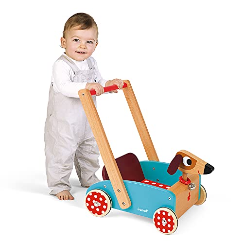 Janod - J05995 - Andador Crazy con diseño de perrito multicolor para niños a partir de 1 año