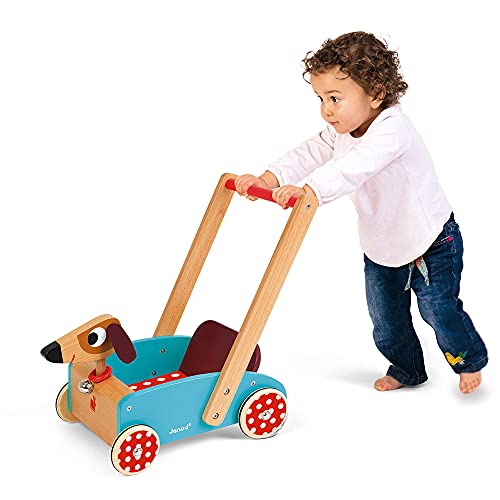 Janod - J05995 - Andador Crazy con diseño de perrito multicolor para niños a partir de 1 año