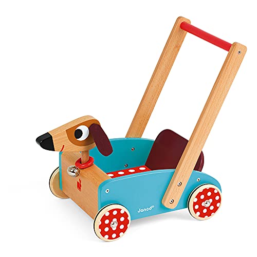 Janod - J05995 - Andador Crazy con diseño de perrito multicolor para niños a partir de 1 año