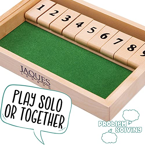 Jaques of London 9s Shut The Box Dice Game - Juguetes Educativos 3 4 5 6 años y Grandes Juegos de Mesa Familiares - Juguetes de Madera y Juegos Educativos para Niños Desde 1795