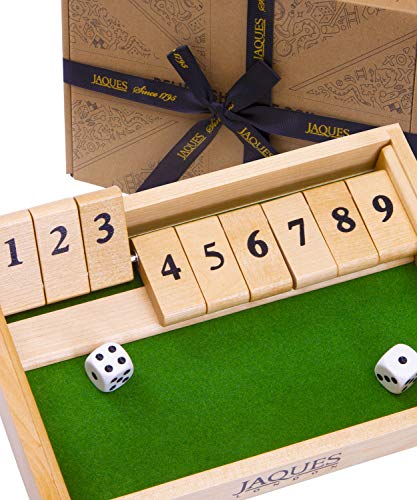 Jaques of London 9s Shut The Box Dice Game - Juguetes Educativos 3 4 5 6 años y Grandes Juegos de Mesa Familiares - Juguetes de Madera y Juegos Educativos para Niños Desde 1795