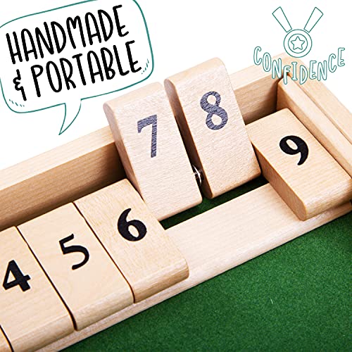 Jaques of London 9s Shut The Box Dice Game - Juguetes Educativos 3 4 5 6 años y Grandes Juegos de Mesa Familiares - Juguetes de Madera y Juegos Educativos para Niños Desde 1795