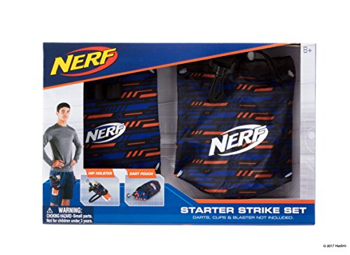 Jazwares Nerf Elite Starter Strike Set caña y Funda para Dardos, Color Azul y Naranja. (11520)